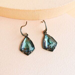 Alicia Bonnie - Miley Light Gray Dichroic Glass Gunmetal Black Drop Earrings - N